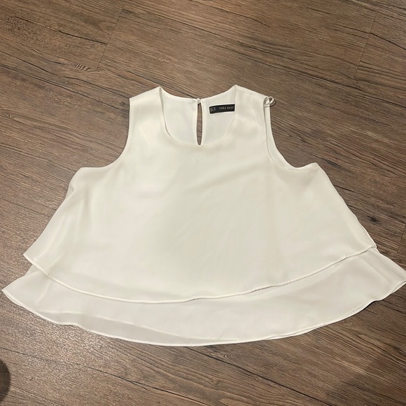 Zara | Basics White Flowy Tank - Picture 3 of 9